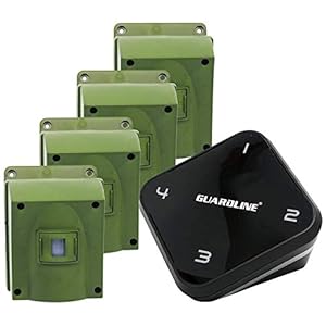 Guardline 1/4 Mile Range Wireless Driveway Alarm [4 Motion Detector Alarm Sensors & 1 Receiver] Weatherproof Outdoor…