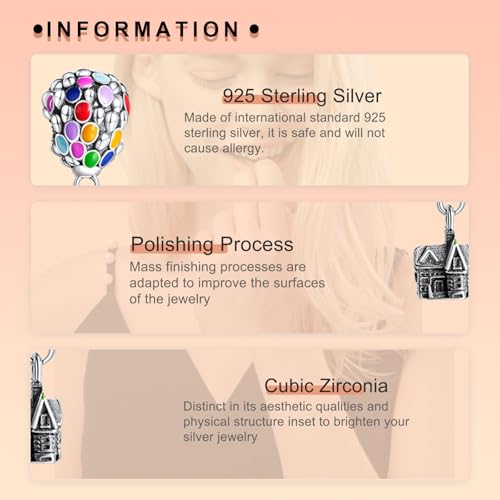 Image of S925 Sterling Silver Romantic Charm Pendant, Gifts for Family Friends Girlfriend, Valentine's Day Birthday Christmas Anniversary, Bracelet Necklace Bead Dangle Charm for Women Jewelry