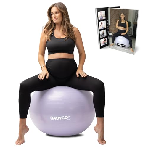 Image of BABYGO Birthing Ball - Pregnancy Yoga Labor & Exercise Ball & Book Set Trimester Targeting, Maternity Physio, Birth & Recovery Plan Included Anti Burst Eco Friendly