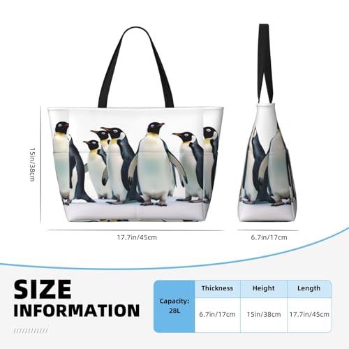 Penguins Beach Bags For Women Large Waterproof Sandproof Beach Tote Bag Pool Bag Lightweight Zipper Carry On Bags For Gym Travel Vocation4
