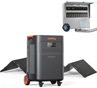 Jackery Solar Generator 5000 Plus Portable Power Station with 500W Solar Panels and Manual Transfer Switch, 5040Wh Power Station, 7200W AC Output Solar Generator for Home Use, Emergency Backup