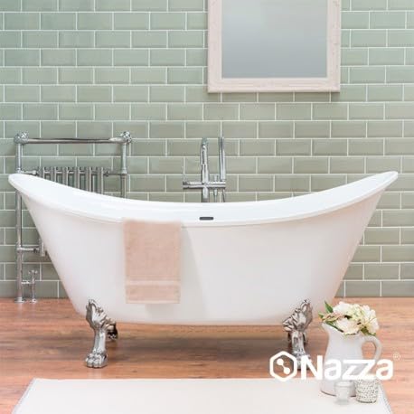 Nazza Esmalte para Bañera de Dos Componentes - Pintura para Bañeras y Sanitarios de color Blanco en 1L - Kit de Reparación de Bañera 800ml+200ml (A+B) - Acabado Brillante