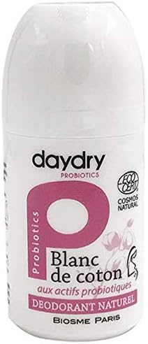 Natural Deodorant daydry probiotics Blanc de coton | 100% Certified for Pregnant Women | Aluminium & Cruelty free| Men and women | Roll-on 1.69oz Blanc de Coton