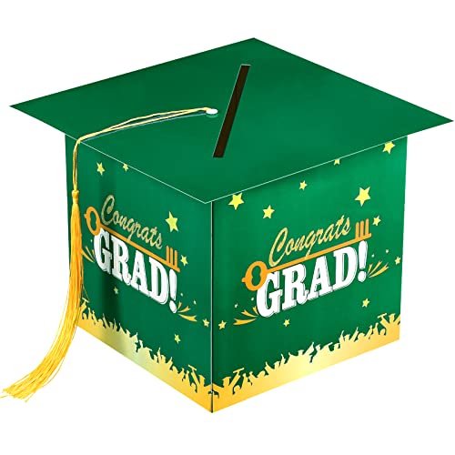 Image of Outus 2026 Grad Card Box with Tassel Congrats Graduation Cap Card Holder for Graduation Gift Box Party Supplies(Green,Stylish)