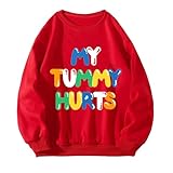 Genérico Sudaderas+con+Cremallera+Mujer Sudaderas Mujer Sudadera con Capucha Estampada de Manga Larga con Cuello para Mujer Top Suelto de Cortavientos Running Mujer Capucha Mujer Sudaderas (Red, L)