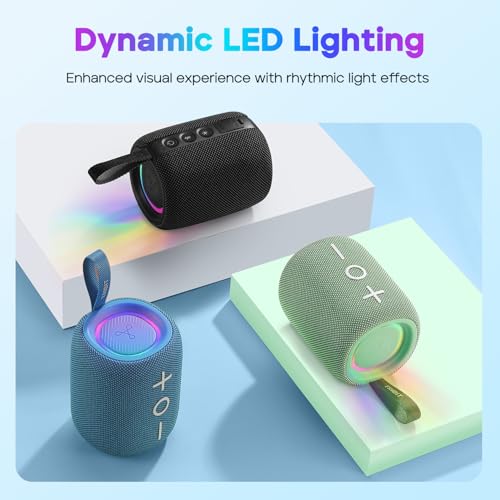 Tribit StormBox Mini 12W 5.4 Bluetooth Wireless Speaker,360°Surround Sound,Built-in XBass,LED Lights,12H Playtime,IPX7 Waterproof,TWS Pairing,Type-C,Portable for Home/Outdoor/Travel Blue 6 41 k0ig9KwL