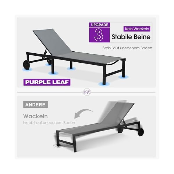 PURPLE LEAF Sonnenliegen-Set mit Tisch, Grau