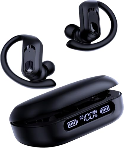 Image of occiam Wireless Earbuds Bluetooth Headphones 96Hrs Playback Sport Over-Ear Waterproof with Earhooks ENC Mics Clear Call for Running Workout Matte Black