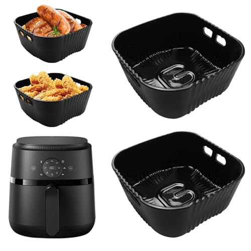 20CM Molde Silicona Freidora de Aire para Aigostar 4L, Philips 2000-Serie 4,2L (NA229/00), Russell Hobbs 4l, 2 piezas Accesorios Freidora de Aire sin Aceite, Reutilizable Moldes Silicona Air Fryer