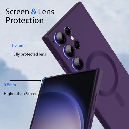 ankofave Magnetic for Samsung Galaxy S22 Ultra Phone Case for Women/Men, Matte Luxury Soft Metallic Luster Design with Camera Lens Protector, Shockproof Anti-Scratch Phone Case 6.8"-Purple