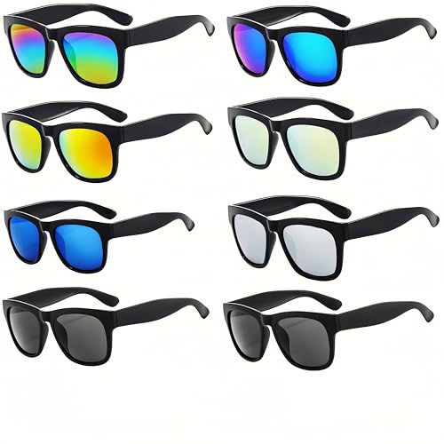 8 Pairs Sunglasses for Women UV400 Retro Mirrored Lenses, Unisex Shades Beach Party Daily Accessories