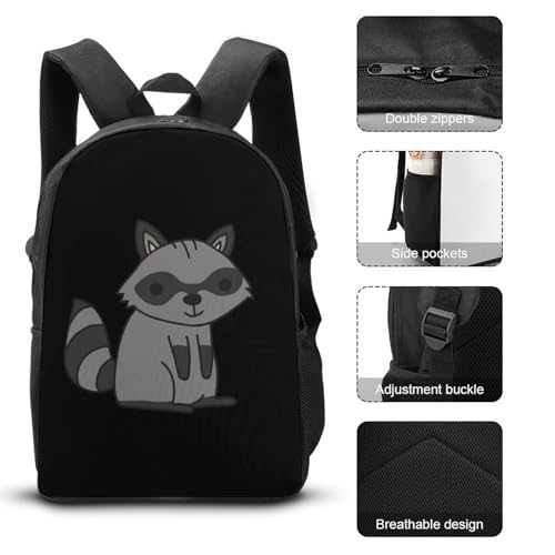 Lovely Raccon Classic Backpack Lunch Bag Pencil Case 3 Piece Set Travel Daypack3