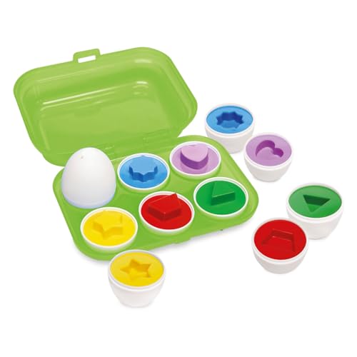 Simba 104010179 - ABC Eierformensortierer, 6 Eier mit bunten Formen zum Entdecken, sortieren, Babyspielzeug, 7cm, ab 12Monate
