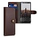 Produktbild kalibri Hülle kompatibel mit BlackBerry KEYone (Key1) Hülle - Leder Handy Schutzhülle - Wallet Cover Handyhülle Dunkelbraun