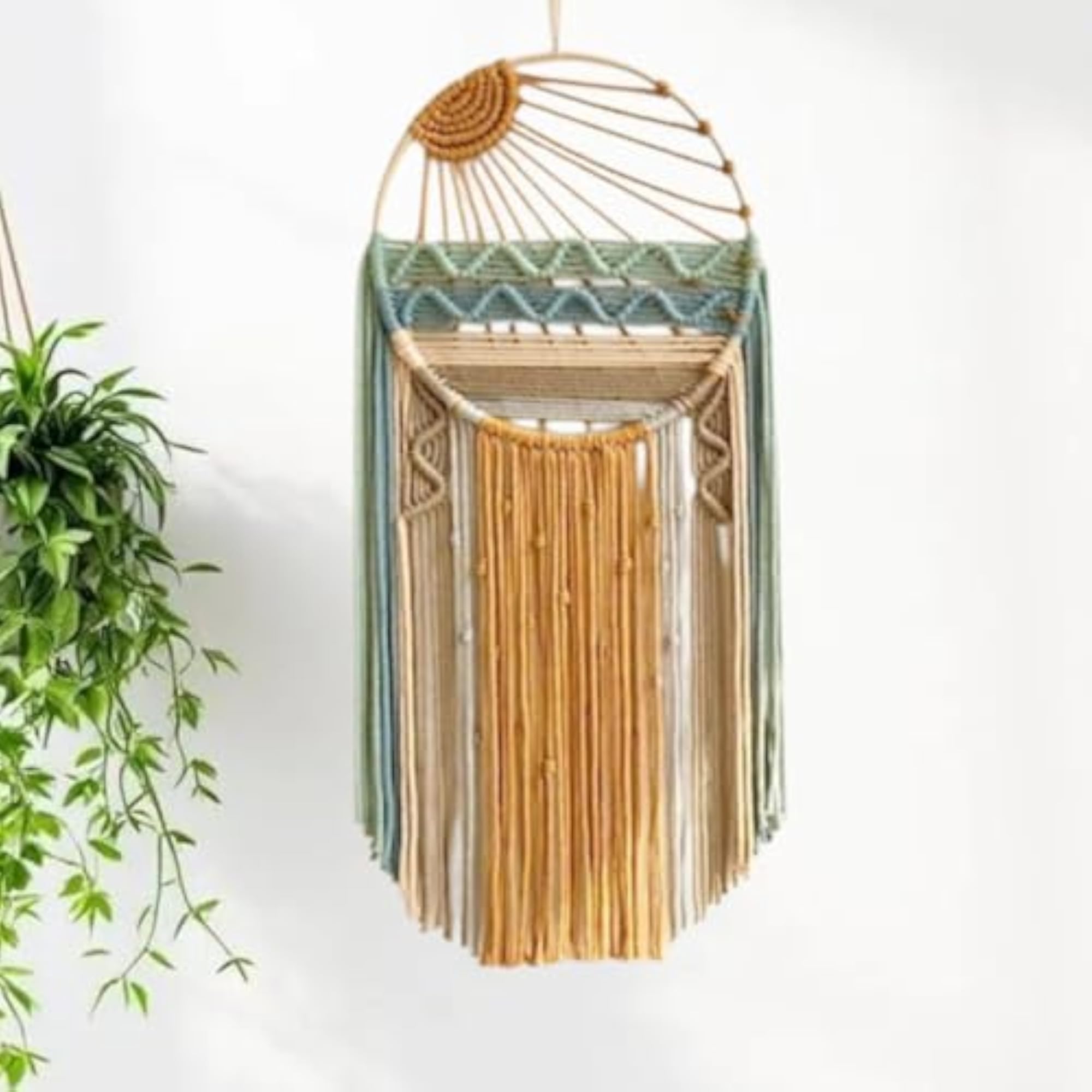 Macrame Moon Boho Tassels Wall Hanging for Positivity
