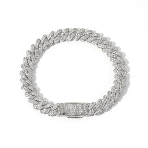 LuxeFlex Cuban Link Bracelet for Men and Women, 8mm 14K Gold/White Gold Plated, 5A Zircon Iced Out Cuban Link Chain Bracelet Set, Diamond CZ Rapper Necklace, Miami Hip Hop Jewelry