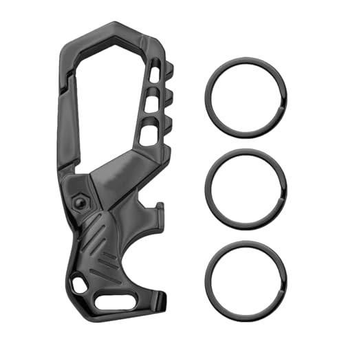 KJOET ボトルオープナー キーホルダー, カラビナ クリップ キーチェーン, コンパクトなサバイバルギア カラビナツール スクリュードライバー 3つのリング付き キャンプやビール ソーダボトル用