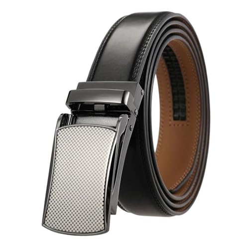Men 31Mm Leather Belts Brown Alloy Automatic Buckle Without Holes Suit Belt Brown 2 110cm2