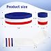 ONUPGO 5 Pieces Red White and Blue Striped Sweatbands Set - Sports Headband, Wristbands, High Socks for Men, Women & Teens - Running, Cycling, Tennis, Basketball, Football - Red/White/Blue