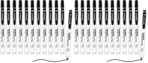 Image of WRITECH Retractable Dry Erase Markers: Fine Point Black Ink Refillable 12ct (Pack of 2)