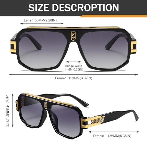 Image of Retro Polarized Pilot Sunglasses Men Women Vintage Square Metal Designer Style 80s Shades Eyewear
