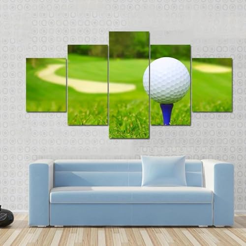 Tableau de golf en 5 parties ANLIONE décoration murale sur toile avec cadre pour salon et cuisine