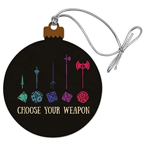 GRAPHICS & MORE Choose Your Weapon Dungeon RPG Dice Wood Christmas Tree Holiday Ornament Cover