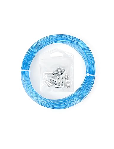 BLUEWING 50yd Outrigger Line Rigging Kit Mono with 20pcs Aluminum Sleeve Crimps and 400LB Test Monofilament Fishing Wire, Blue