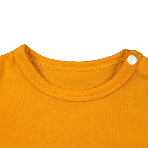 Image of Hopscotch Boys Polyester And Cotton Full-Sleeve Stripe Print Bodysuit in Yellow Color