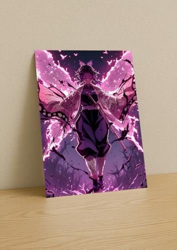 Image of NIJUKA Anime Printed A4 Size Metal sheet Poster For Home And Room Decoration | For Anime Art Fans Boys And Girls (Shinobu Kocho Hashira)