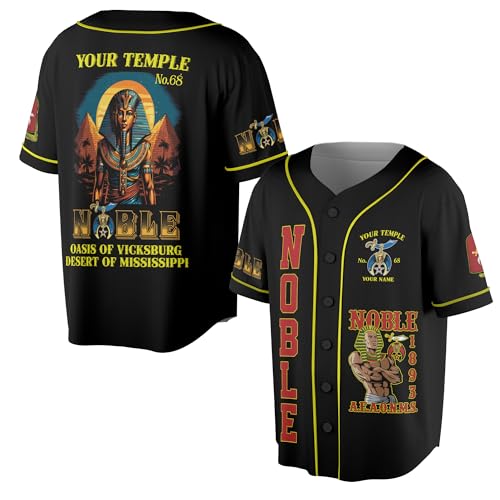 Custom King of The Desert Shriner Nobles Mystic Ancient Style AEAONMS Jersey de béisbol 3D Talla XX-Large