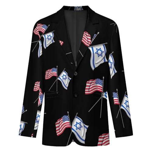 Israel USA American Flag Mens Blazer Two Button Sport Coat Lightweight Suit Jacket for Travel Business Wedding4
