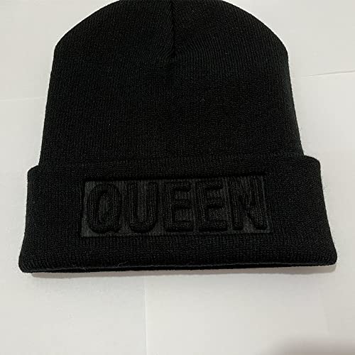 Miuniko 2Pcs Fashion King And Queen Skullies Hood Winter Warm Caps Sport Beanie Hats For Couples (Black) #TOP4