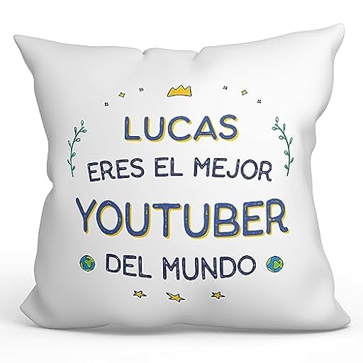 MUGFFINS Cojín Personalizable 40x40 cm para Youtuber Hombre Relleno Incluído - En Español - Mejor del Mundo - Regalo Original y Divertido | Ya disponible en tu tienda friki favorita! En mundofriki.es!