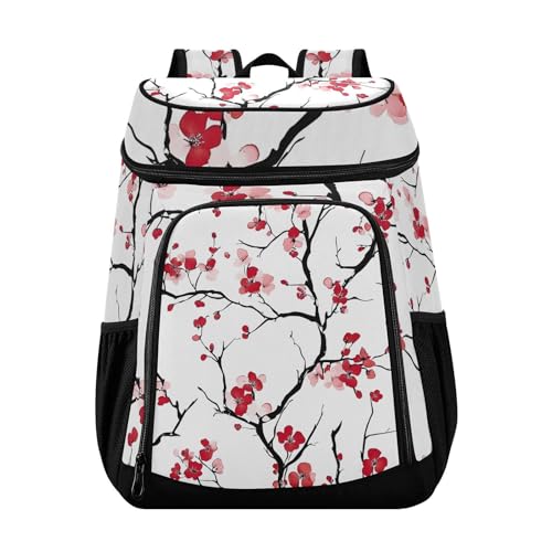 Cherry Blossoms Pink Flower Cooler Backpack Cooler Insulated Leak Proof Lunch Backpack 36 Cans Waterproof Soft for Men Women Picnic Hiking Camping Beach