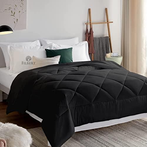 Image of Filbert Microfiber 250 GSM Diamond Stitch Single Bed Comforter Blanket for All Season Light Weight (60 inch x 90 inch Inches /152cm x 228cm) - Comforter Single Bed|Black