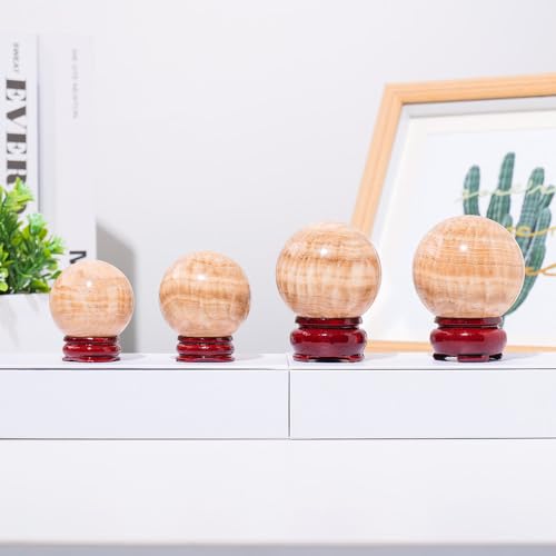 Quartz de bois pétrifié naturel en sphère décorative d'exception de 5.7 cm - 5