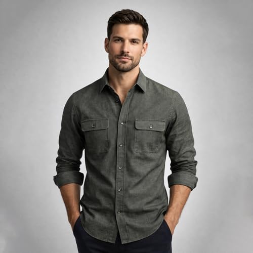 Image of BIGREAMS Unstitched Yarn Dyed Pure Cotton Denim Shirt Fabric - 58 inch Wide