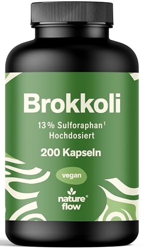 Brokkoli Kapseln - 200x Sulforaphan Hochdosiert - 1000mg pro Tagesportion - 130mg Sulforaphan - Brokkolisprossen - Vegan und produziert in Deutschland - Verpackung kann variieren