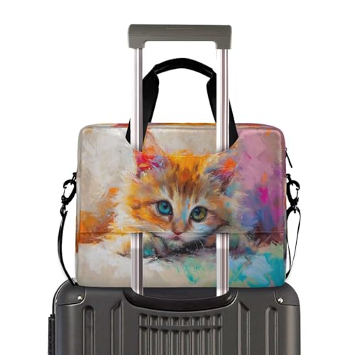 Maletín para laptop con diseño de gato acuarela miniatura 3