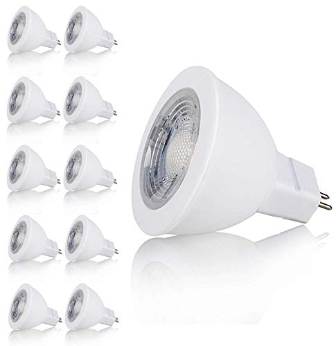 CBConcept UL-Listed MR16 GU5.3 LED Bulbs, 10-Pack, 5 Watt, Dimmable 500 Lumen, Pure White 6000K, 36°Beam Angle, 12V, 50W Halogen Equivalent, Recessed/Landscape LED Lighting | Designed In San Francisco