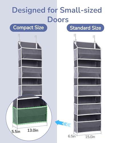 Image of ULG 1 Pack Compact Size Over Door Organizer Slim Door Storage for Small-Sized Doors, 5 Shelves, Dark Gray