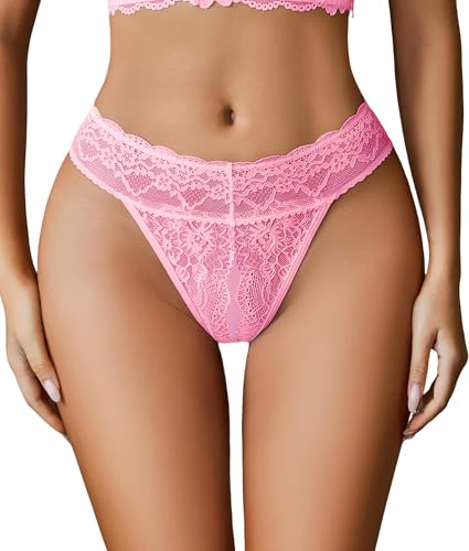 Image of Avidlove Sexy Panties for Women Lace Cheeky Underwear Low Rise T Back Hipster Thong 1-3 Pack