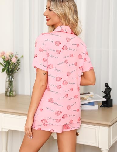 Image of Anjue Womens Pajamas Set Short Sleeve Button Down Soft Pj Sets S-XXL | V neck,Pyjamas,Modal,Wedding,Pijamas de mujer,Bridal party,Viscose,Knit,Cute,Lounge,Lightweight,Nursing,Holidays