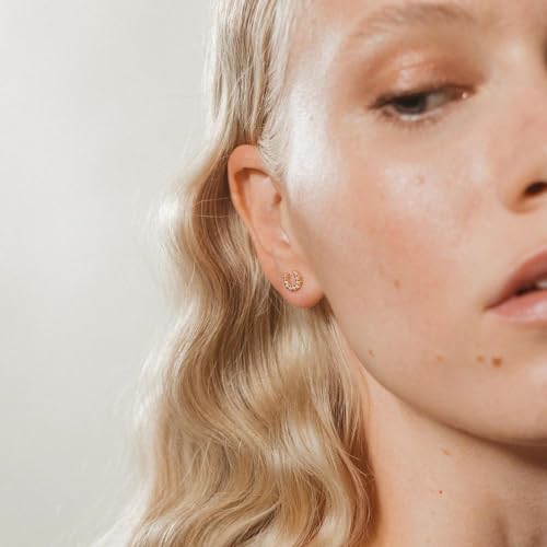 CAITLYNMINIMALIST Dainty Pave Studs 18K Gold Sterling Silver Tiny CZ Diamond Earrings for Women Gift for Her Round |Geometric | Pearl | Heart | Cluster | Lucky3