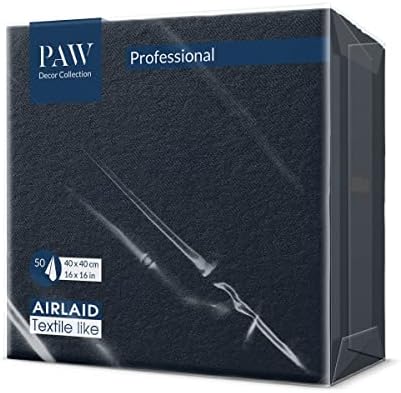 PAW Airlaid Serwetki (40 x 40 cm) I 50 sztuk I Gładka I Tkanina Wygląd I Elegancka dekoracja stołu I HoReCa I Na ważne okazje, takie jak wesela, imprezy I Kolor: Dark Blue