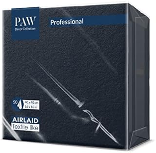 PAW Airlaid Serwetki (40 x 40 cm) I 50 sztuk I Gładka I Tkanina Wygląd I Elegancka dekoracja stołu I HoReCa I Na ważne okazje, takie jak wesela, imprezy I Kolor: Dark Blue