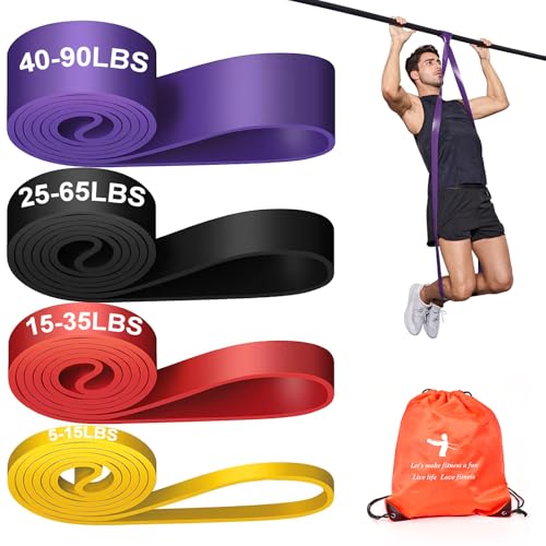 Pull Up Assistance Bands Set 5 LBS – 230 LBS, Long Resistance Bands for Pull Ups Working Out, Gym Workout Bands for Men Exercise Muscle Training and Shape Body – Carry Bag Included