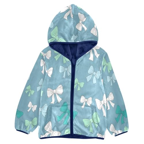 Bow Ties in Colors Toddler Fleece Jacket Girl Boys Hooded Fleece Jacket Coat Warm Outwear Zip-up 3-10T