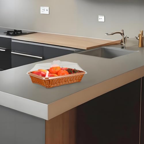 Cesta de ratán con tapa para frutas que evita insectos en la cocina 6